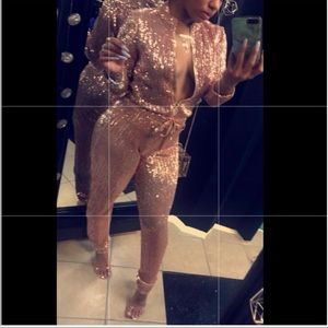 Rose gold sequin jumpsuit
